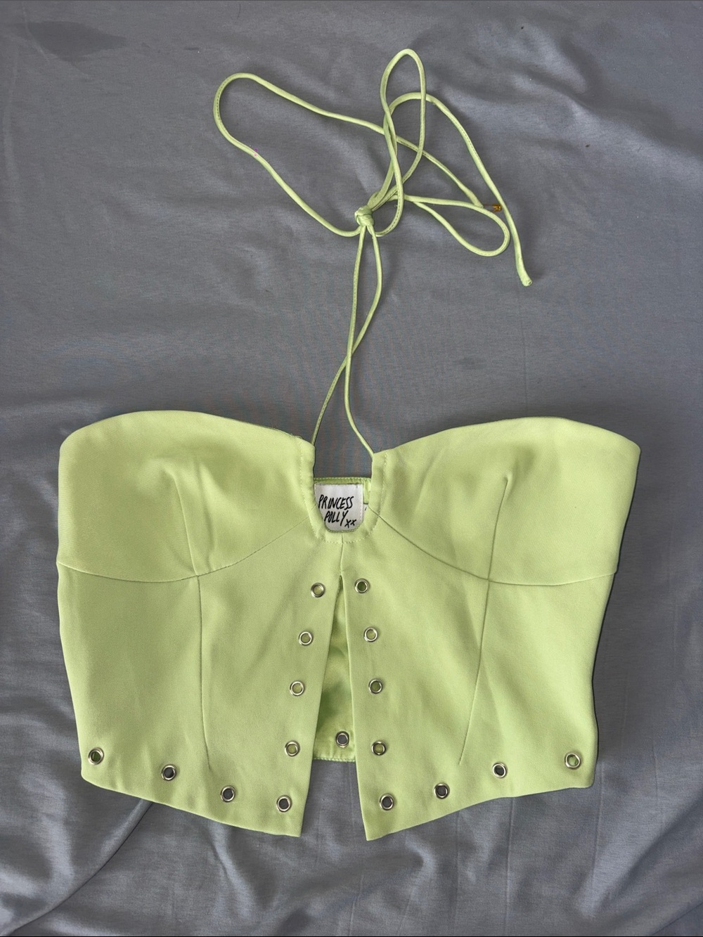 Princess Polly Neon Lime Strapless Corset Halter Top